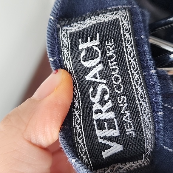 Vintage Versace Jeans Couture Pinstripe Stretch Denim Jeans - Picture 5 of 11